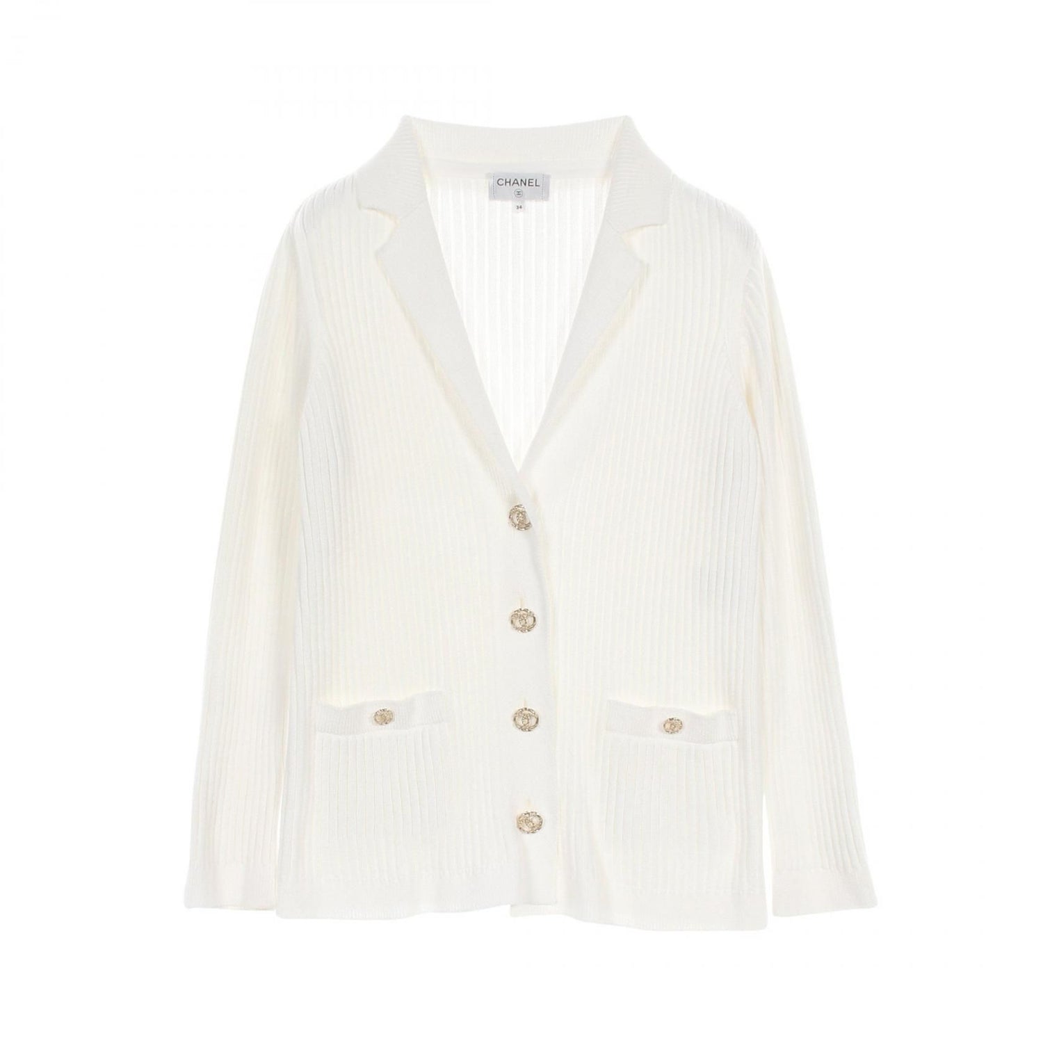 Chanel White Coco Mark Button Cardigan Cotton P 63091k 48814