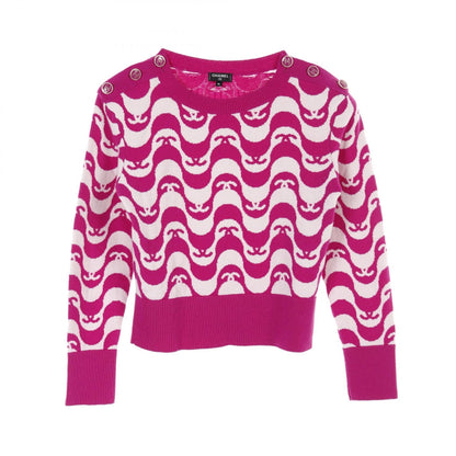 Chanel Purple White Coco Mark Knit Cashmere P 70436k 10043
