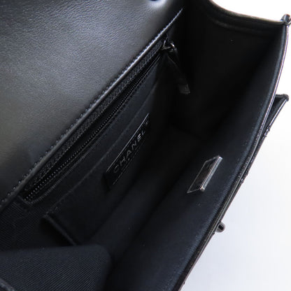 Chanel Black Cowhide Leather Mini Flat Chain Shoulder Bag Hand-handed Shoulder Bag 2way Shoulder Bag Calfskin (cow