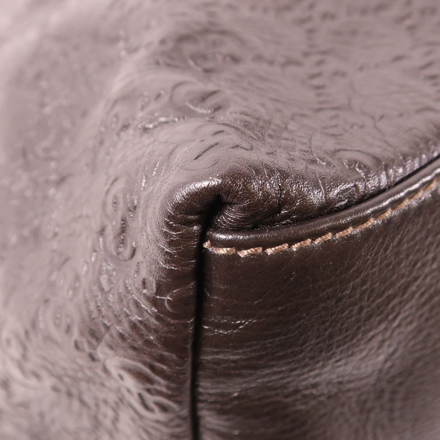 Gucci Cowhide Leather Tote Bag Brown Drak Brown Calfskin (cowhide) 201482