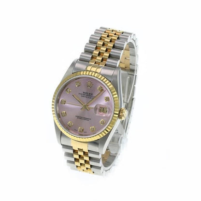 Pink Datejust 16233 Two-tone 36mm Ice Diamond Dial Watch