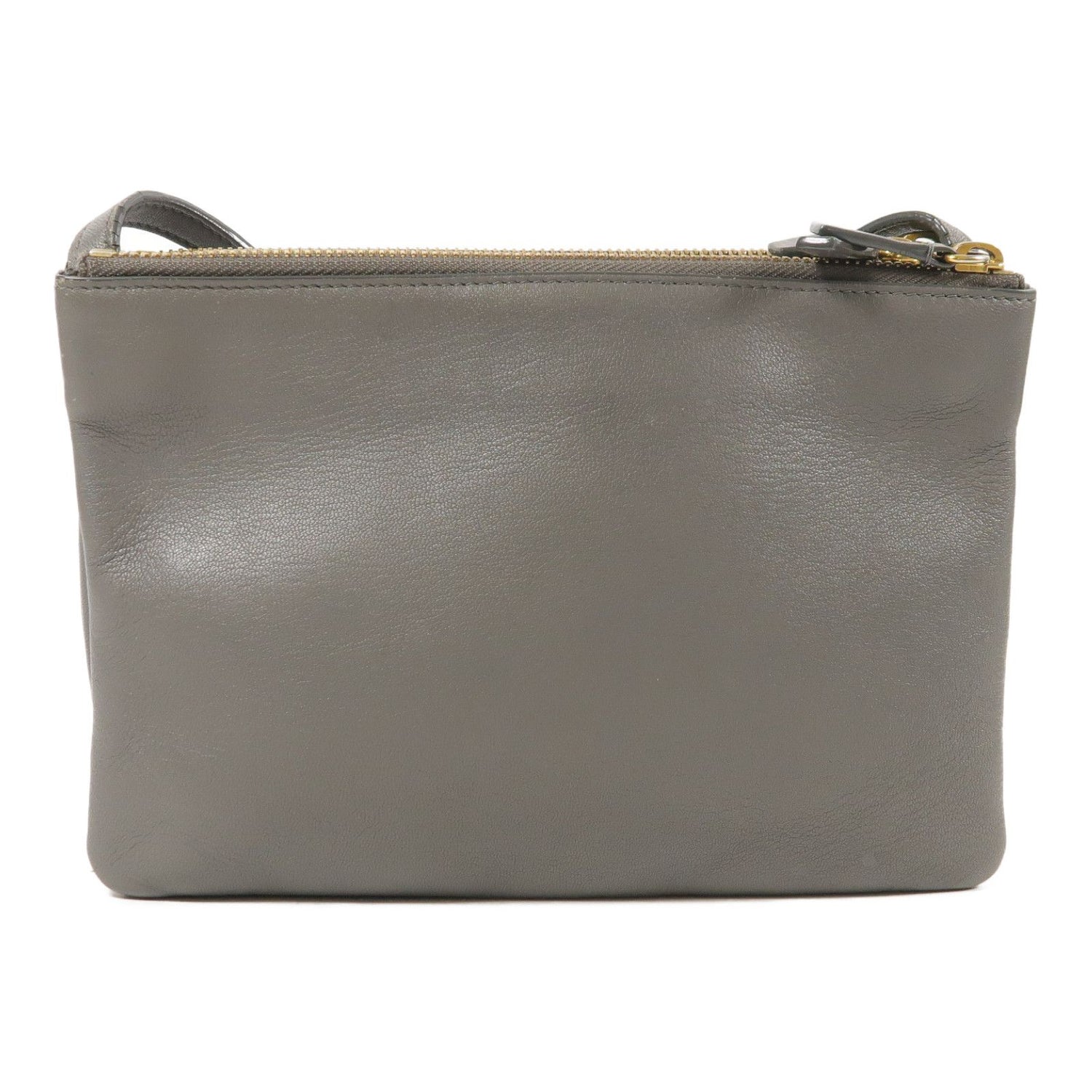 Celine Sheepskin Leather Trio Shoulder Bag Gray Grey Lambskin (sheep Leather)
