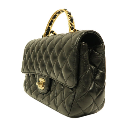 Chanel Black Sheepskin Leather Chain Shoulder Gold Leather Hand Grinded Shoulder And Back Bag Black 2way Shoulder