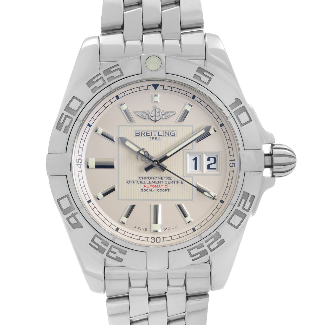 Breitling Galactic 41 Steel Silver Dial Automatic Mens Watch A49350L2/G699-366A