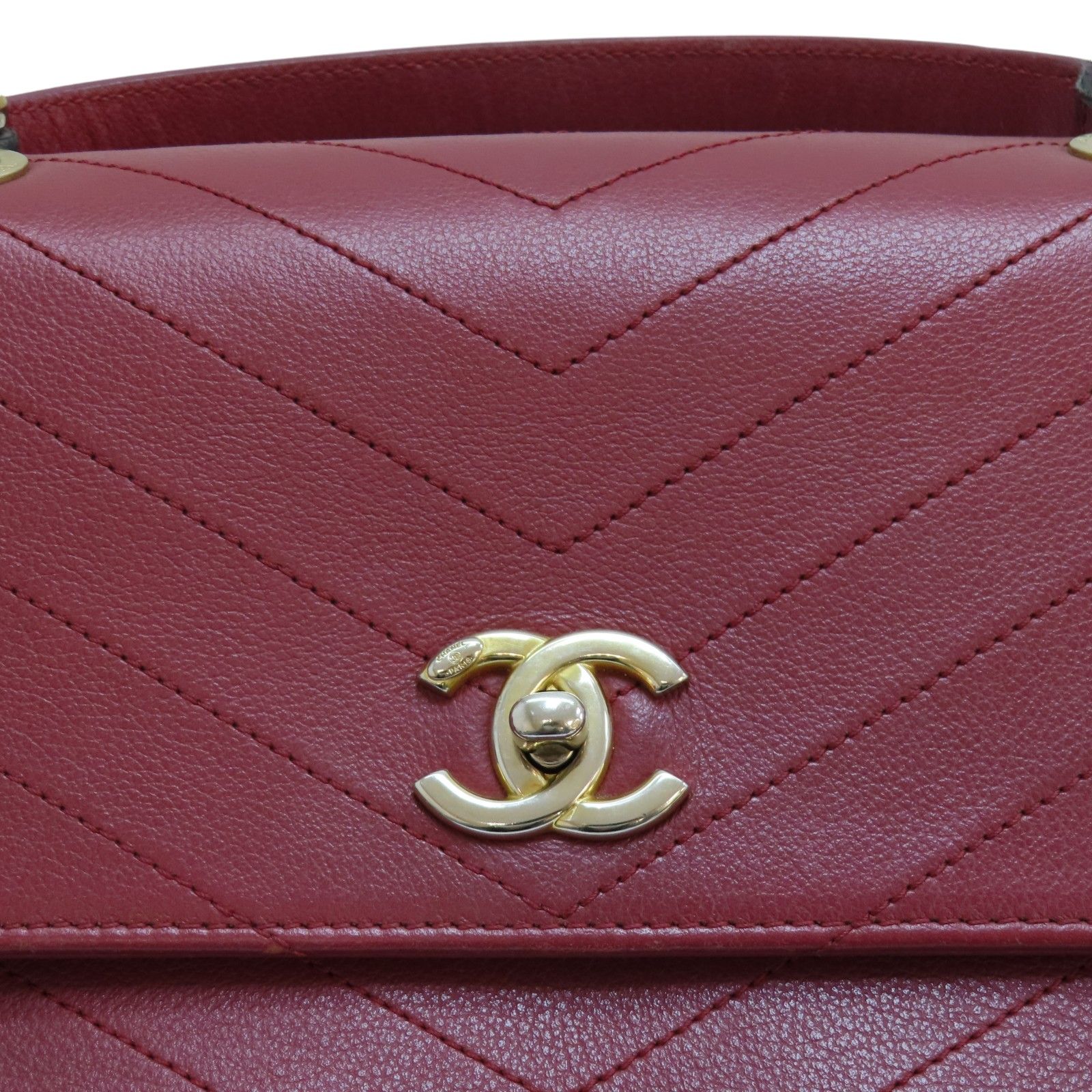 Chanel Small Chevron Chic Top Handle Flap, Calfskin Stitched