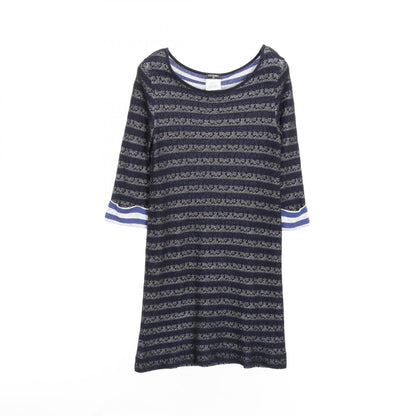 Chanel Black Blue Gray Dress Cotton Rayon Silk P 47670k 06031