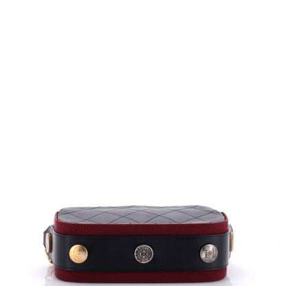 Chanel Button Up Camera Case Quilted Calfskin With Grosgrain Mini