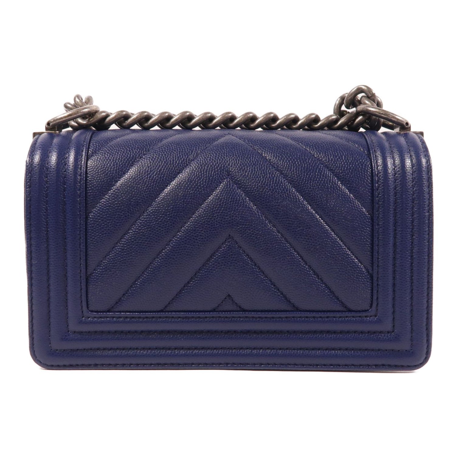 Chanel Blue Cowhide Leather Boy 7.9 Crossbody Back Bag Calfskin (cowhide)