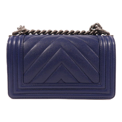 Chanel Blue Cowhide Leather Boy 7.9 Crossbody Back Bag Calfskin (cowhide)