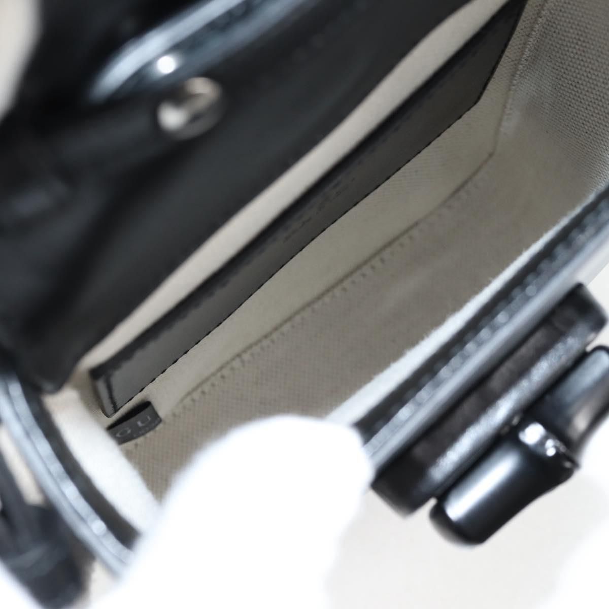 Gucci Calfskin Mini Bamboo Top Handle 3 Way Shoulder Bag Black