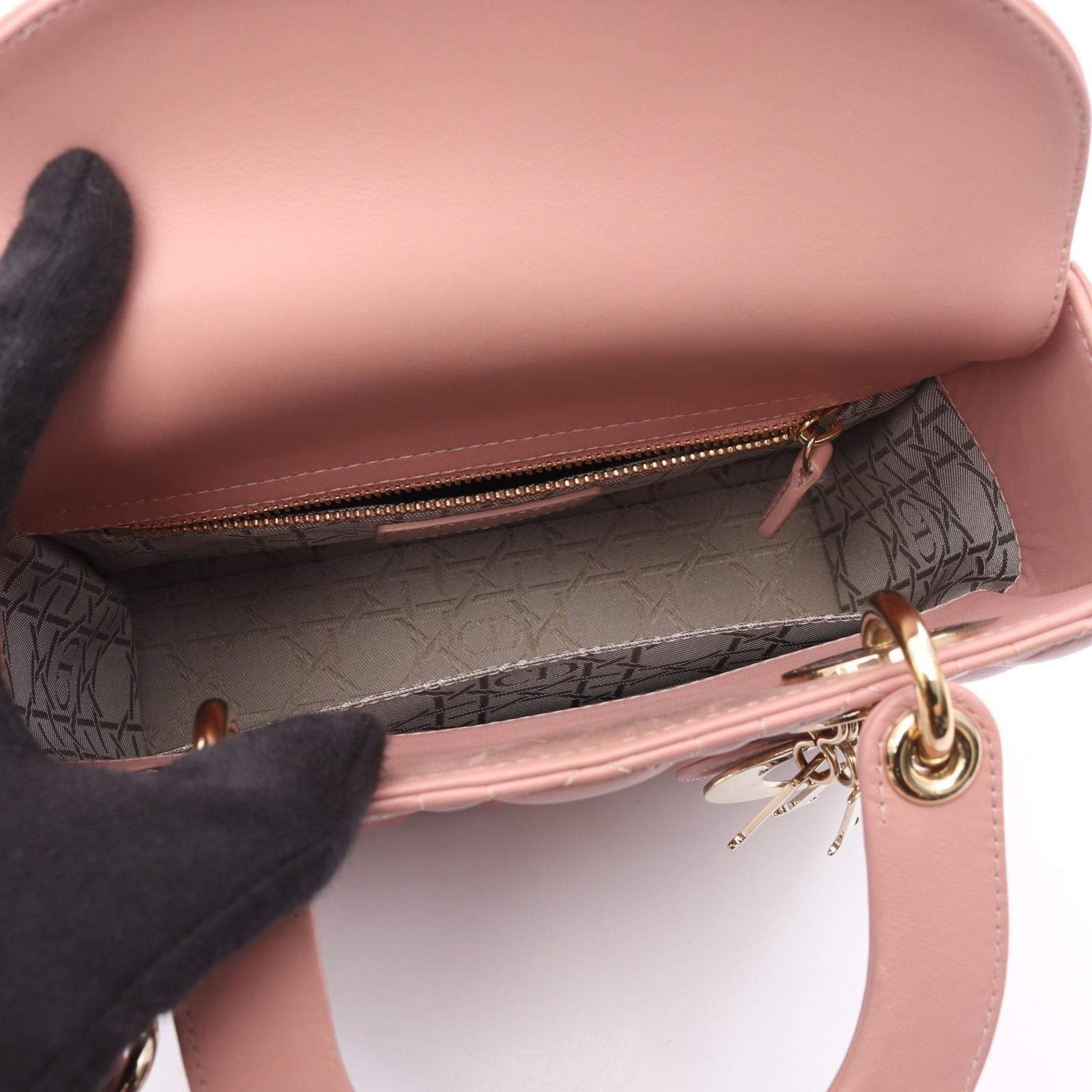 Dior Lady Dior My Abcdior Small Cannage Handbag Pink Lambskin (sheep Leather) M 0538onge