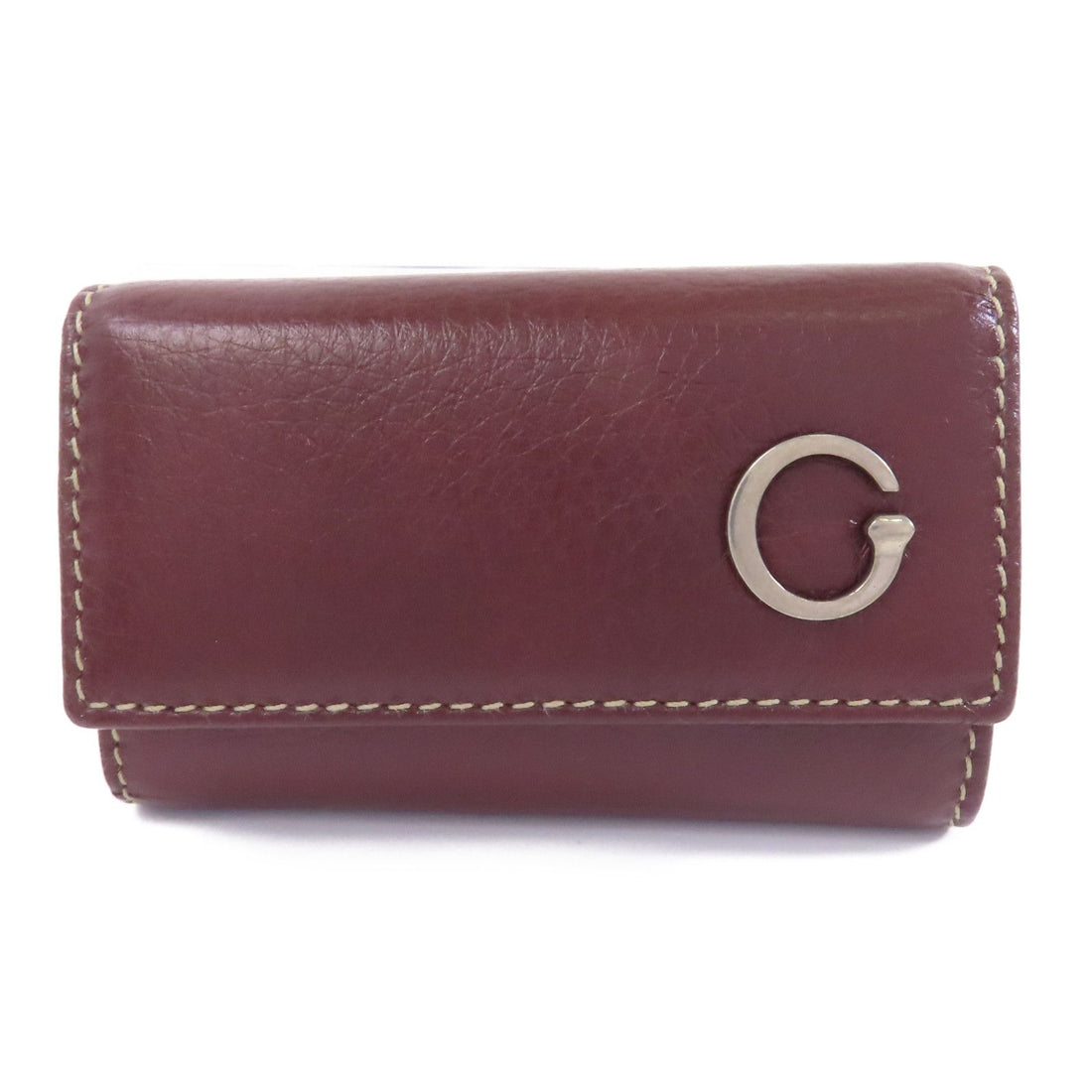 Gucci Cowhide Leather Key Case Silver Chain Spoon Baozhu Red Key Holder Bordeaux Red Calfskin (cowhide) 212177