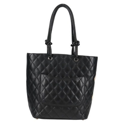 Chanel Matelasse Cambon Line Coco Mark Tote Bag Lambskin Black Cc Auth