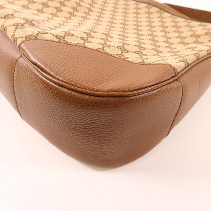 Gucci Canvas Bree Micro Hobo Gold Shoulder Bag Brown Gg Canvas 449244