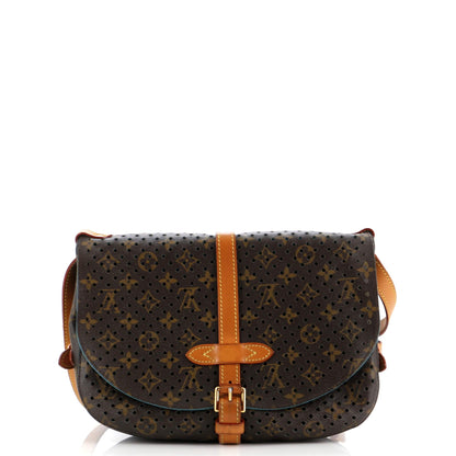 Louis Vuitton Flore Saumur Handbag Perforated Monogram Canvas