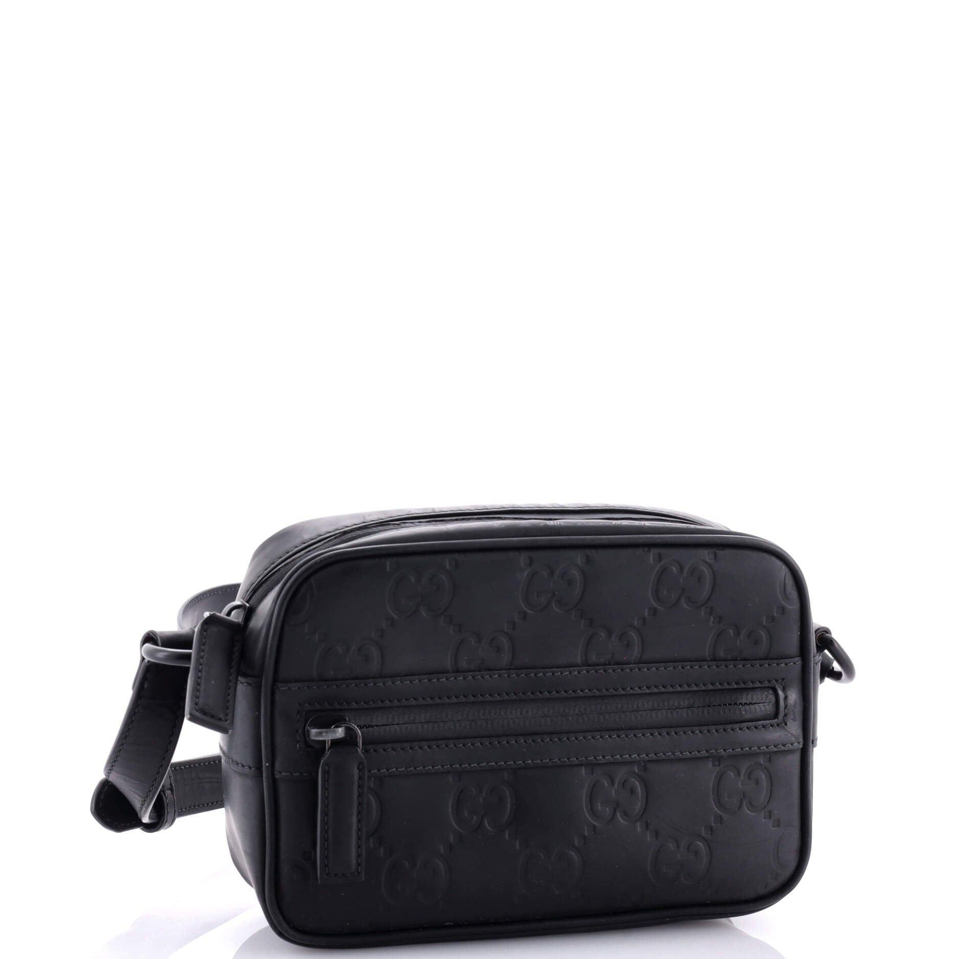 Gucci Front Zip Crossbody Gg Rubber Effect Leather Mini