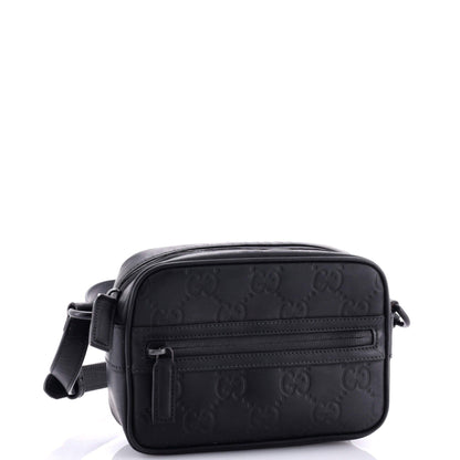 Gucci Front Zip Crossbody Gg Rubber Effect Leather Mini