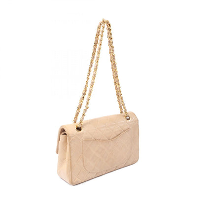 Chanel Beige Matelasse W Flap Shoulder Bag Lambskin (sheep Leather) A 01113