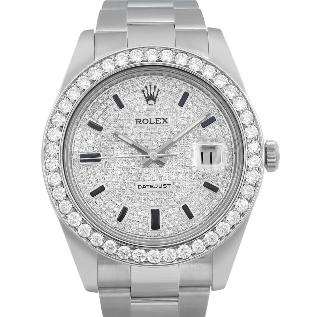 Rolex Datejust 41MM Steel Custom Diamond Dial Automatic Mens Watch 116334