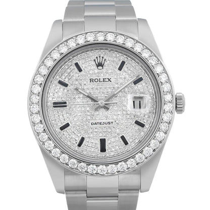 Rolex Datejust 41MM Steel Custom Diamond Dial Automatic Mens Watch 116334