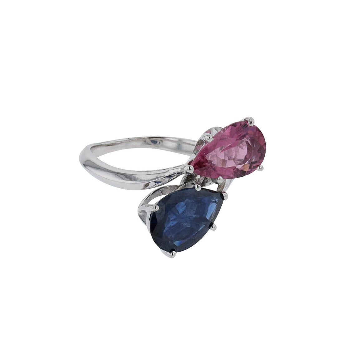 Platinum, tourmaline and sapphire ring