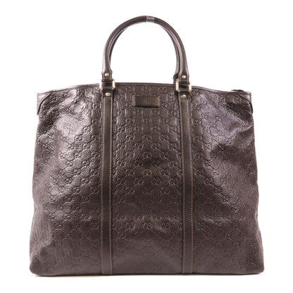 Gucci Cowhide Leather Tote Bag Brown Drak Brown Calfskin (cowhide) 201482