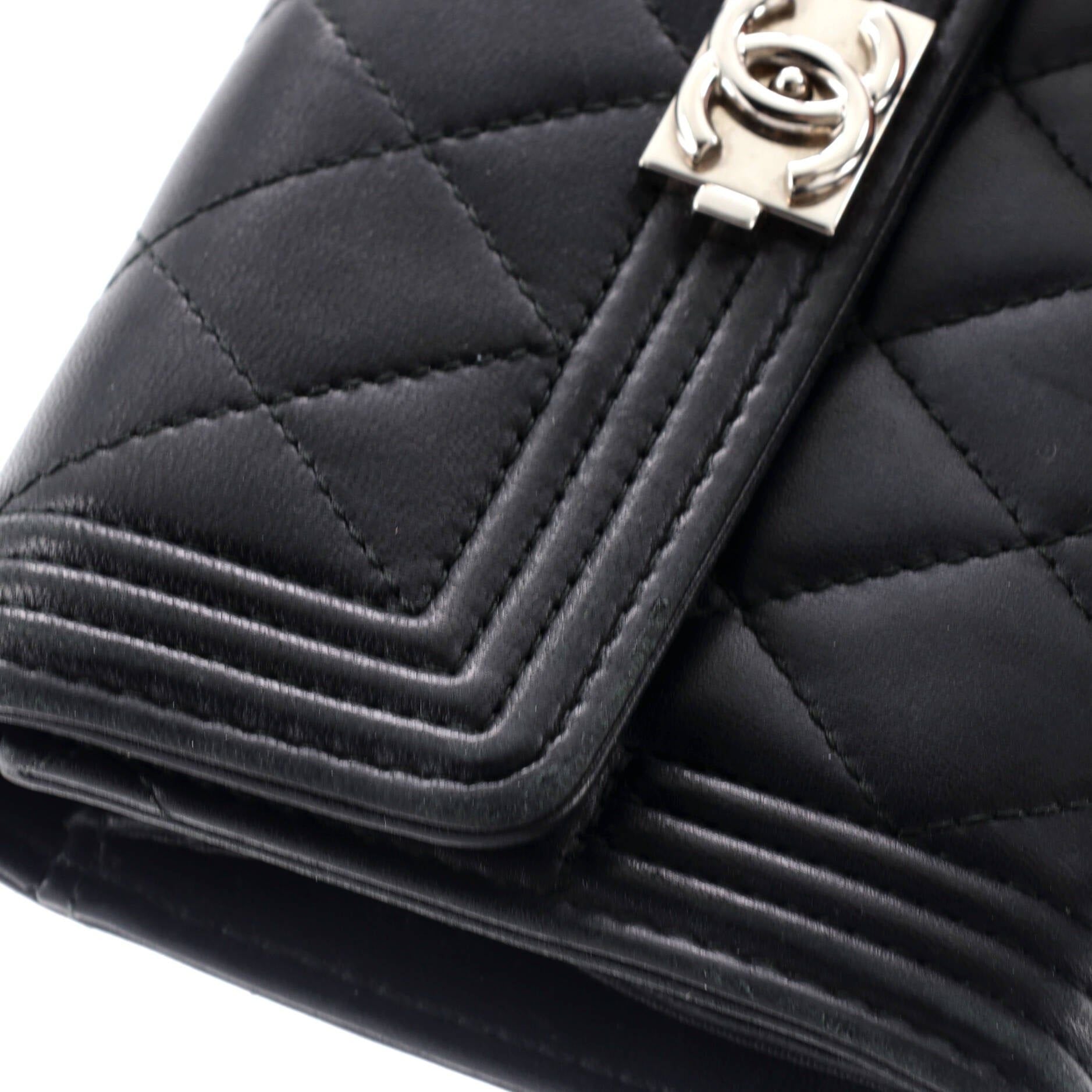Chanel Boy Trifold Flap Wallet Quilted Lambskin Medium