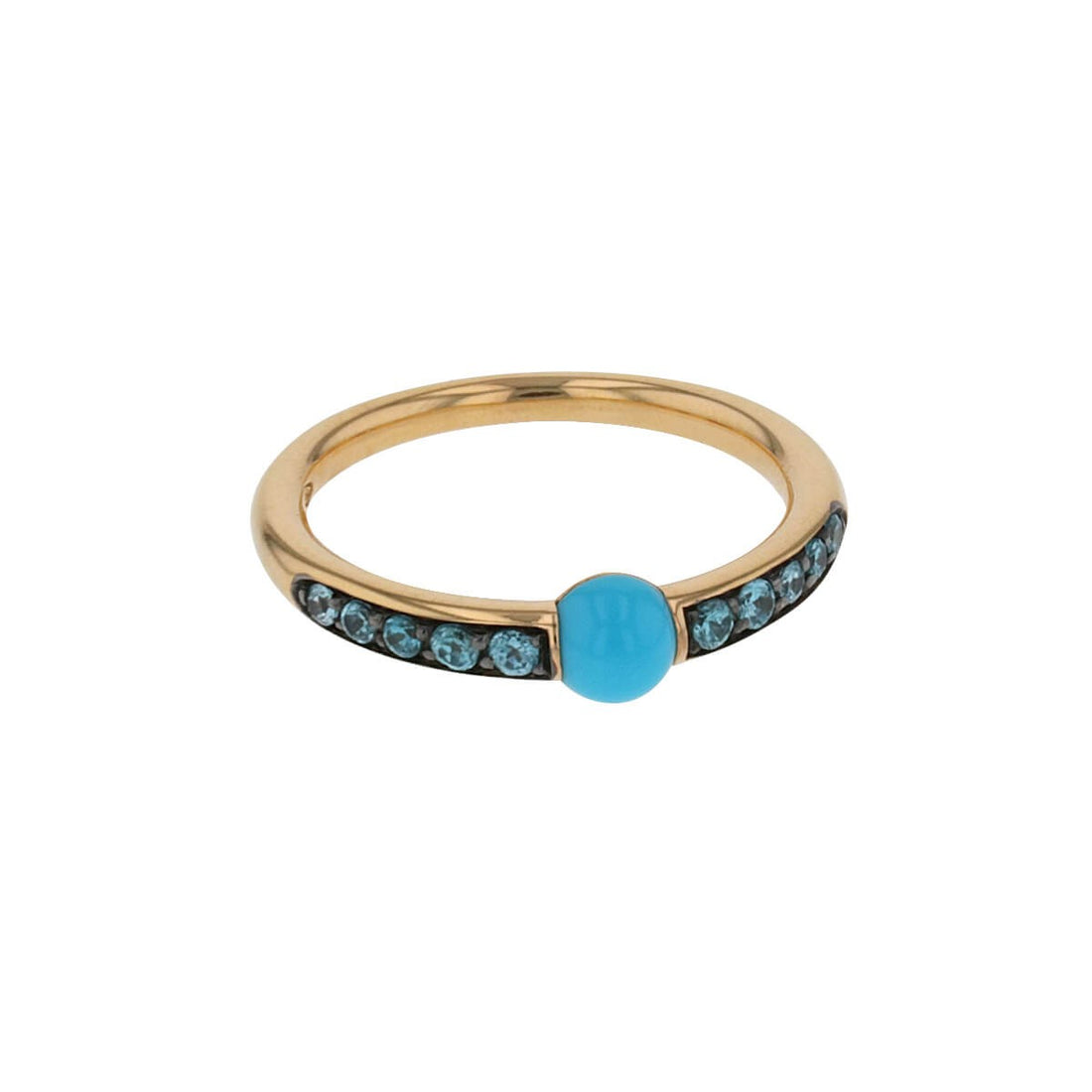 Pomellato M`Ama non M`Ama turquoise, zircons and gold ring