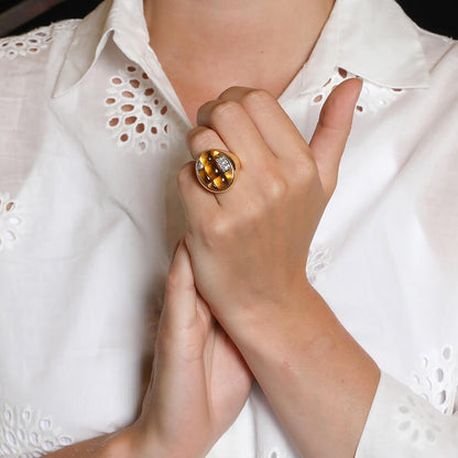 Pomellato Mosa•co citrines, diamonds and gold ring