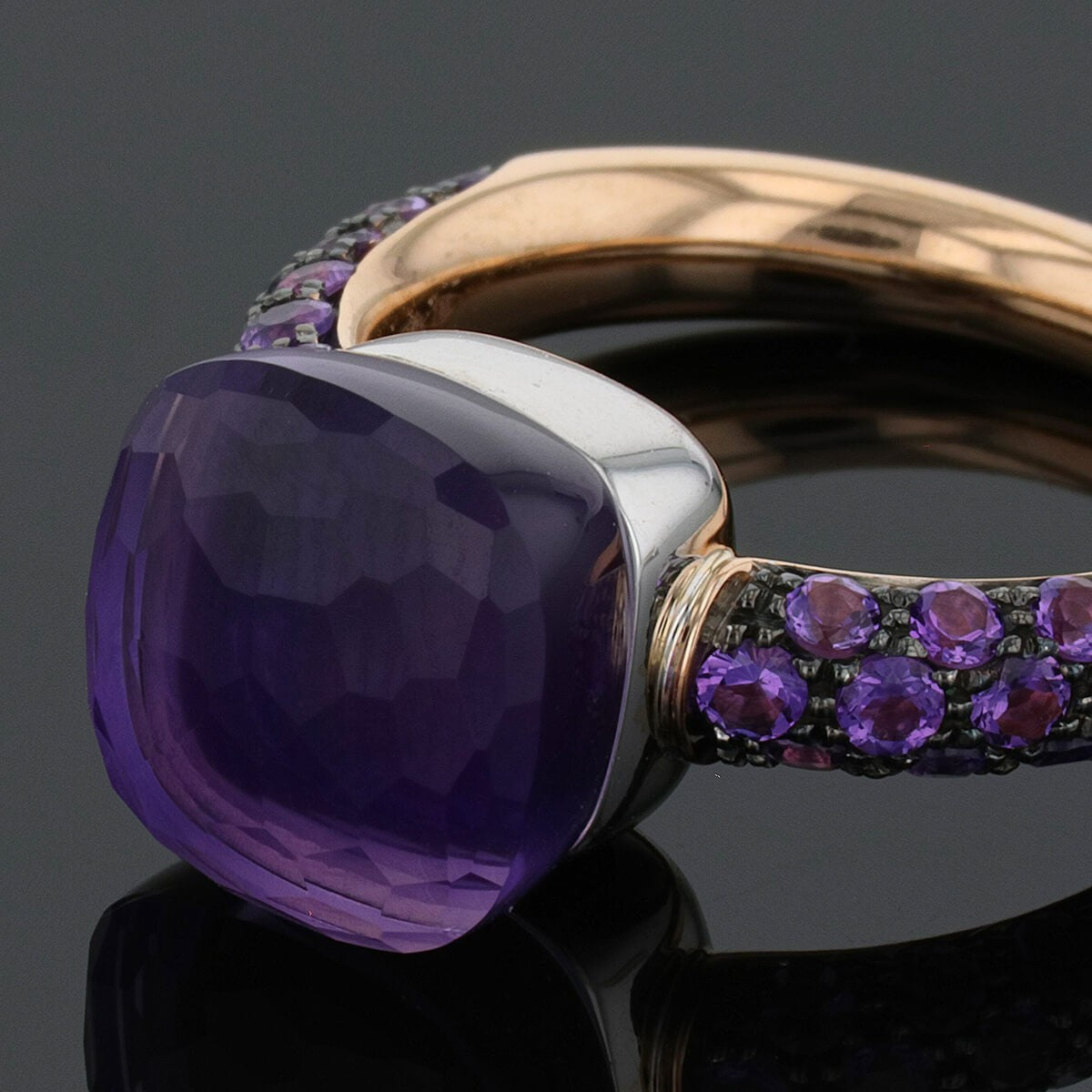 Pomellato Nudo amethysts and gold ring