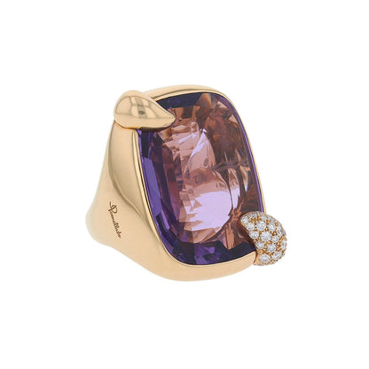 Pomellato Ritratto diamonds, amethyst and gold ring