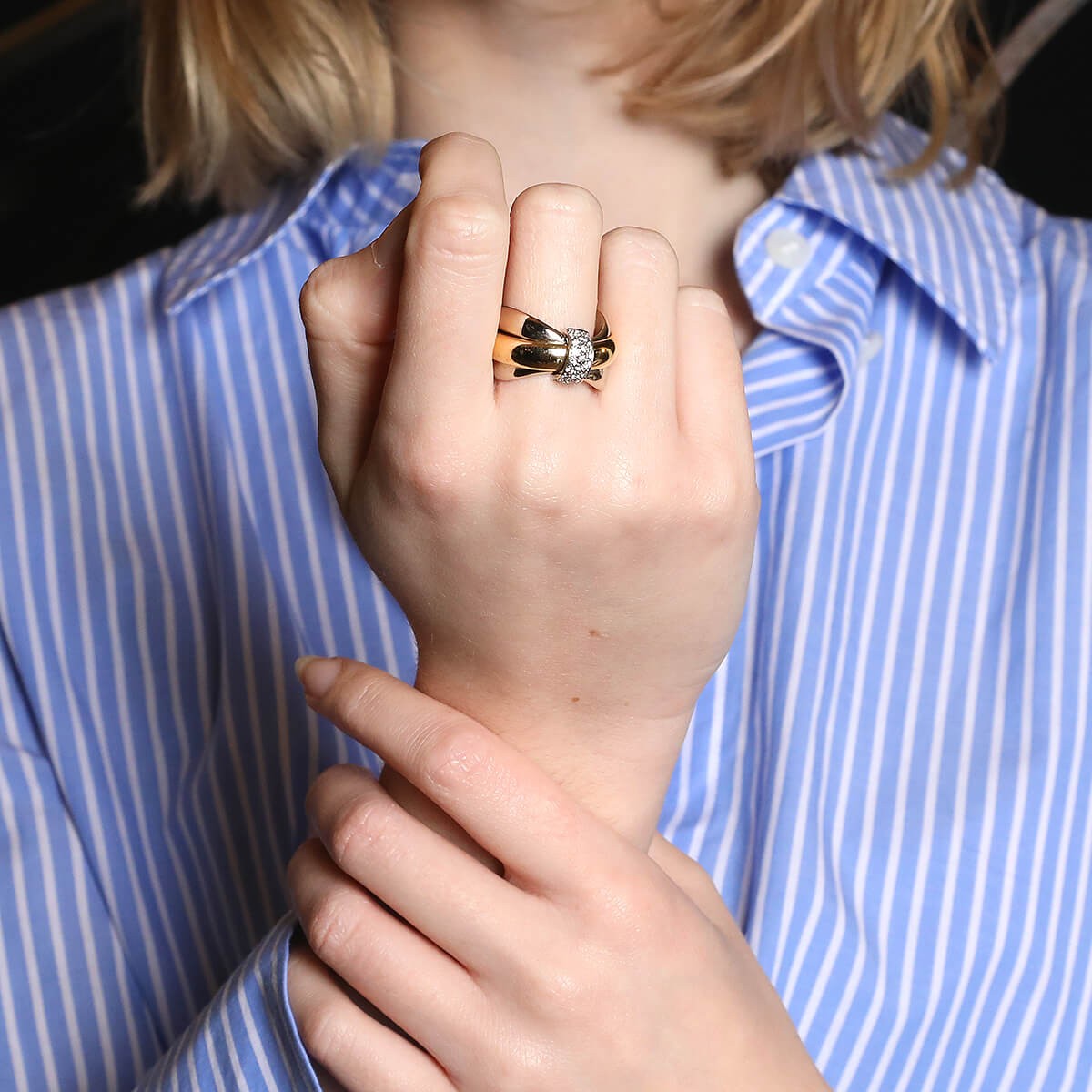 Pomellato three tones gold and diamonds ring