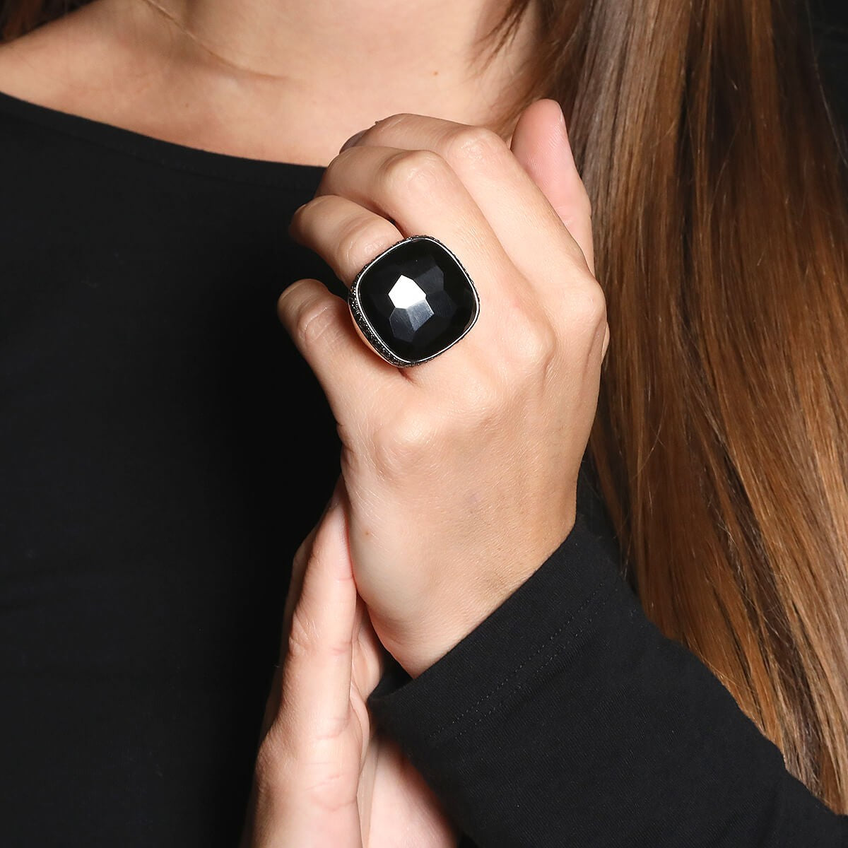 Pomellato Victoria jais, diamonds and gold ring