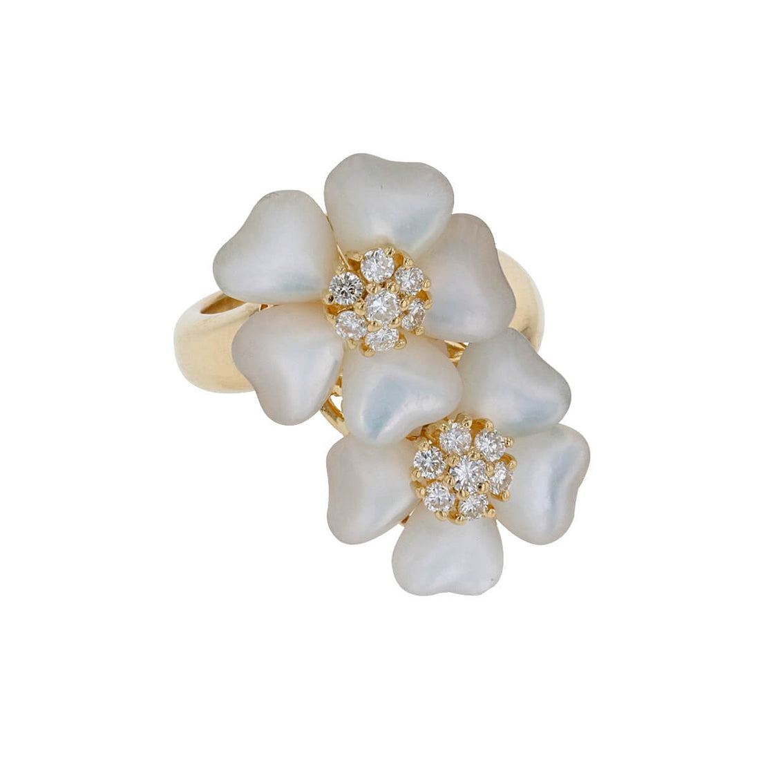 Ponte Vecchio mother-of-pearl, diamonds and gold ring