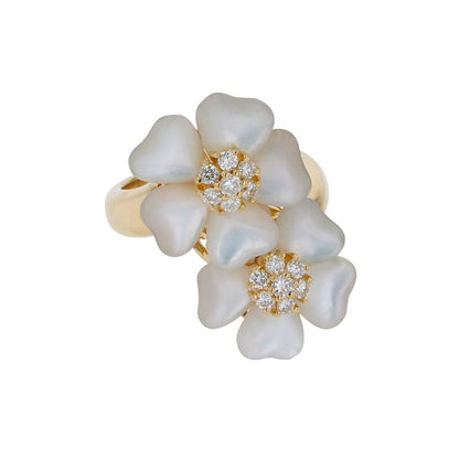 Ponte Vecchio mother-of-pearl, diamonds and gold ring
