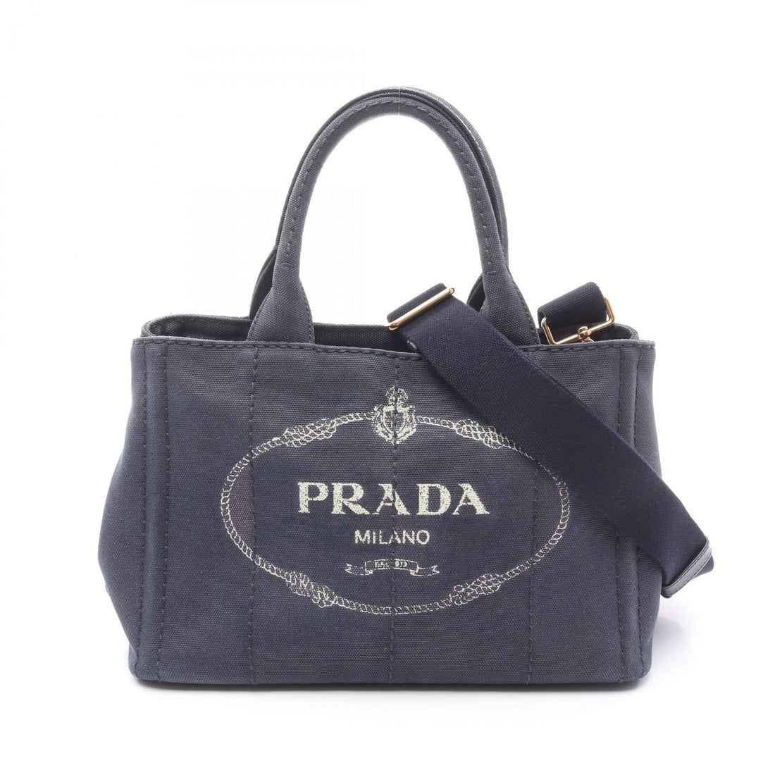 Prada Canapa Canapa Tote Bag Navy Canvas 1bg 439