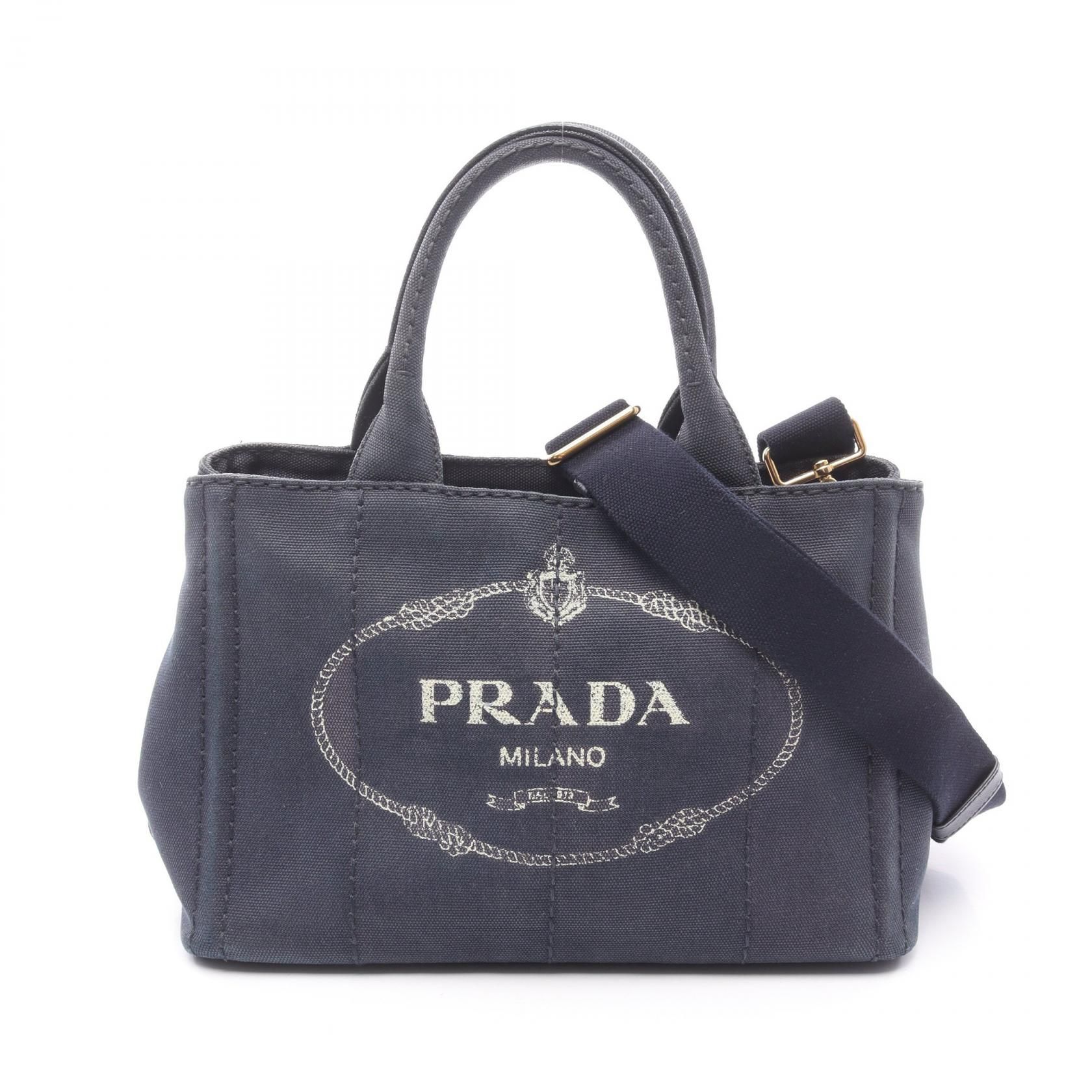 Prada Canapa Canapa Tote Bag Navy Canvas 1bg 439