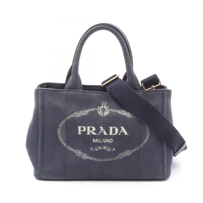 Prada Canapa Canapa Tote Bag Navy Canvas 1bg 439