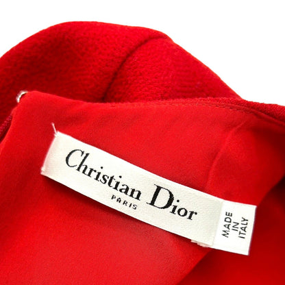 Dior One Piece Dress Silk Wool Red 34