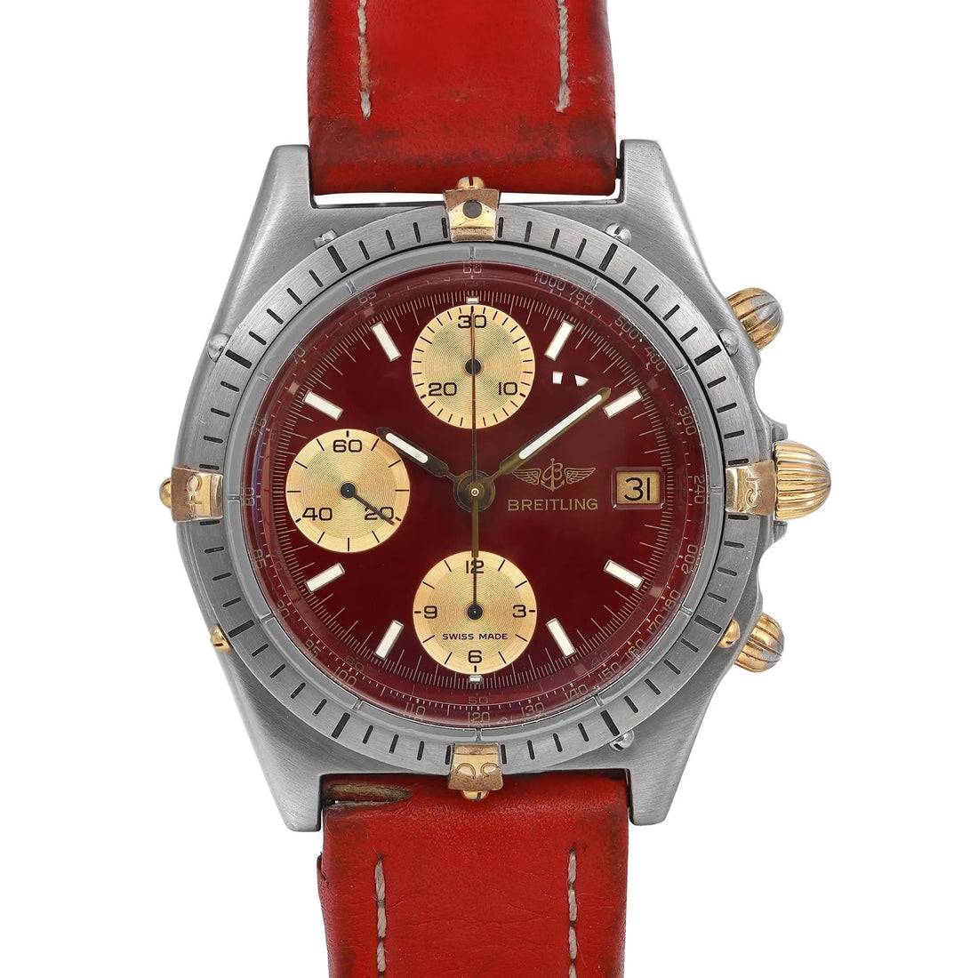 Breitling Chronomat 41 Steel Burgundy Dial Automatic Men Watch 81950
