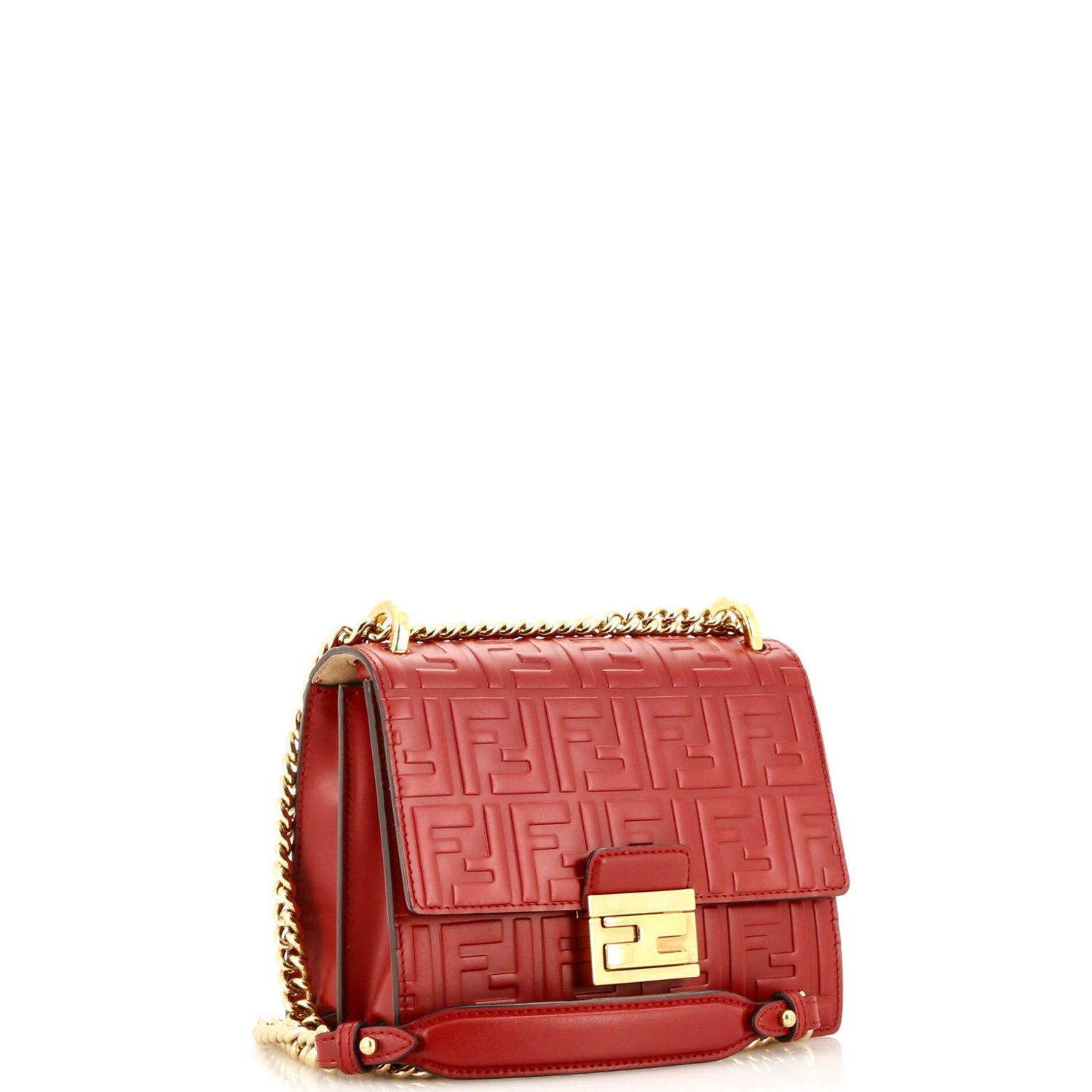 Fendi Kan U Shoulder Bag Zucca Embossed Leather Small