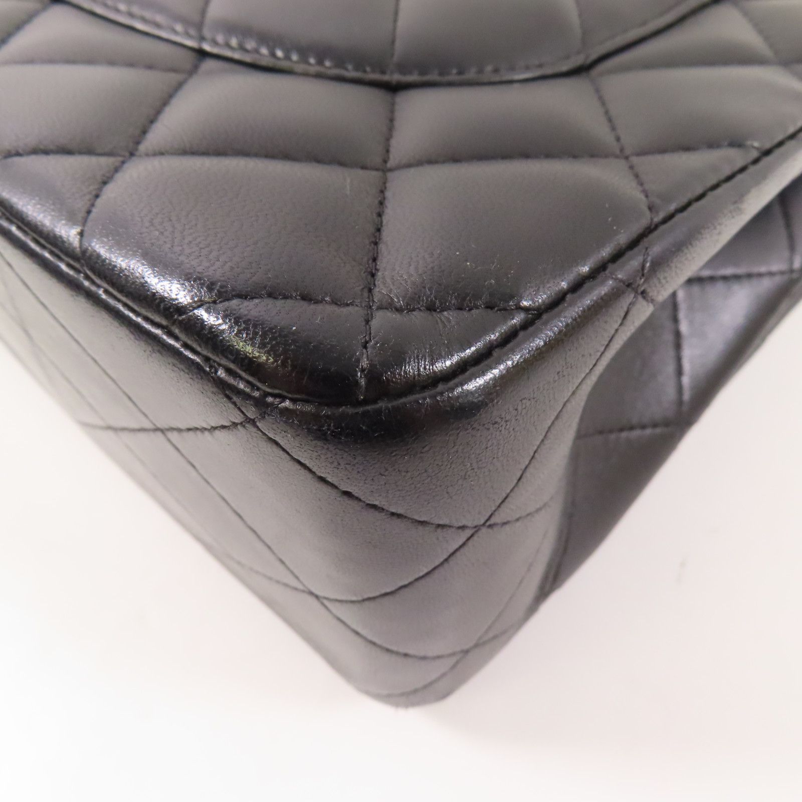 Chanel Black Sheepskin Leather Large Classic Golden Cross Shoulder Back Bag Lambskin (sheep Leather)