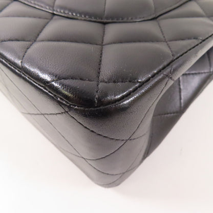 Chanel Black Sheepskin Leather Large Classic Golden Cross Shoulder Back Bag Lambskin (sheep Leather)