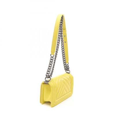 Chanel Yellow Boy Small Chevron V Stitch Shoulder Bag Lambskin (sheep Leather) A 67085