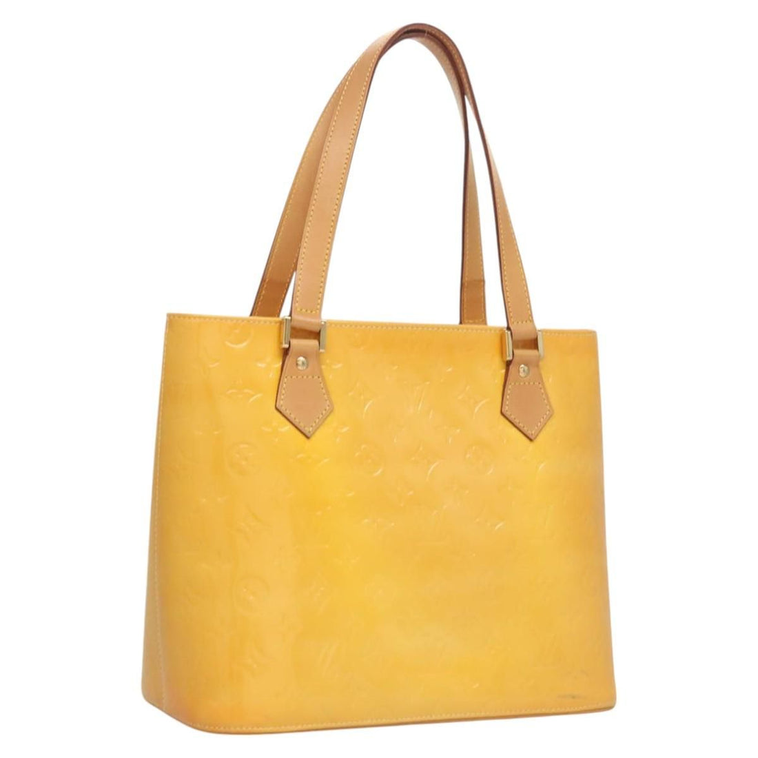 Louis Vuitton Vernis Houston Hand Bag Lime Yellow M 91055 Lv Auth
