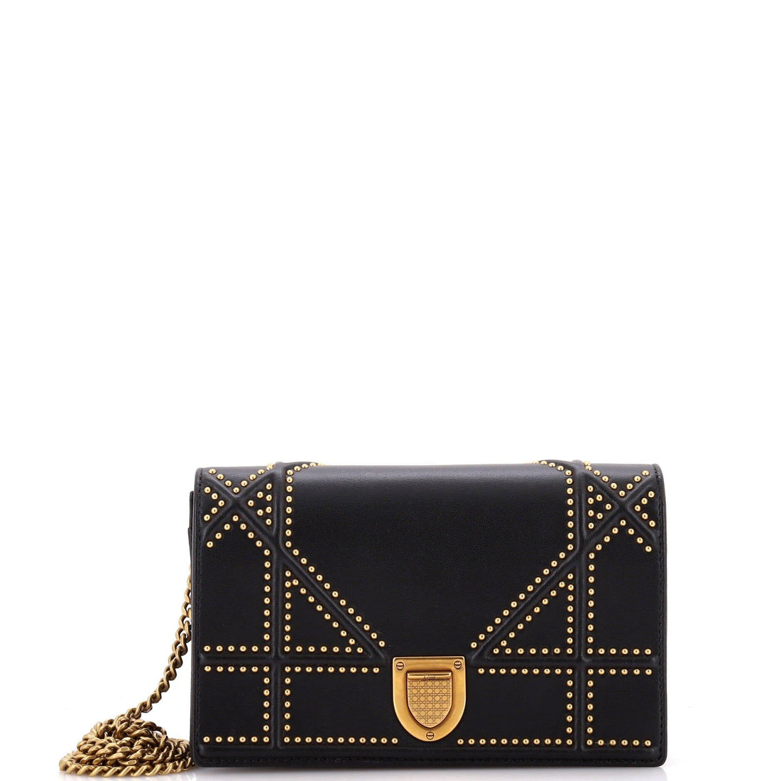 Christian Dior Diorama Wallet On Chain Studded Leather