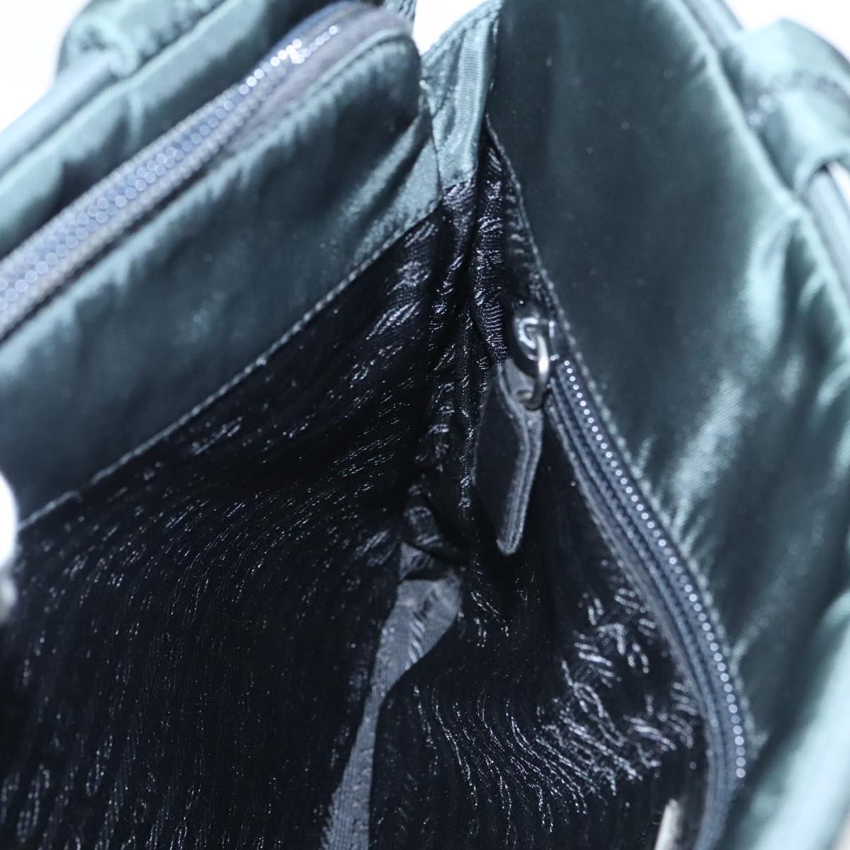 Prada Hand Bag Nylon Green Silver Auth