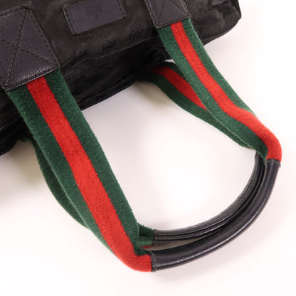 Gucci GG Monogram Web Handle Bucket Tote Black