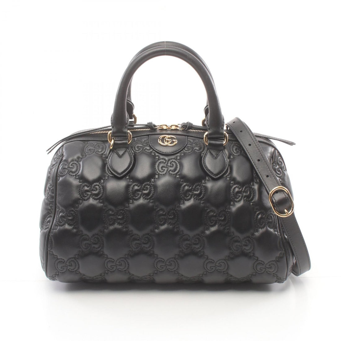 Gucci Gg Matelasse Handbag Black Leather 702242