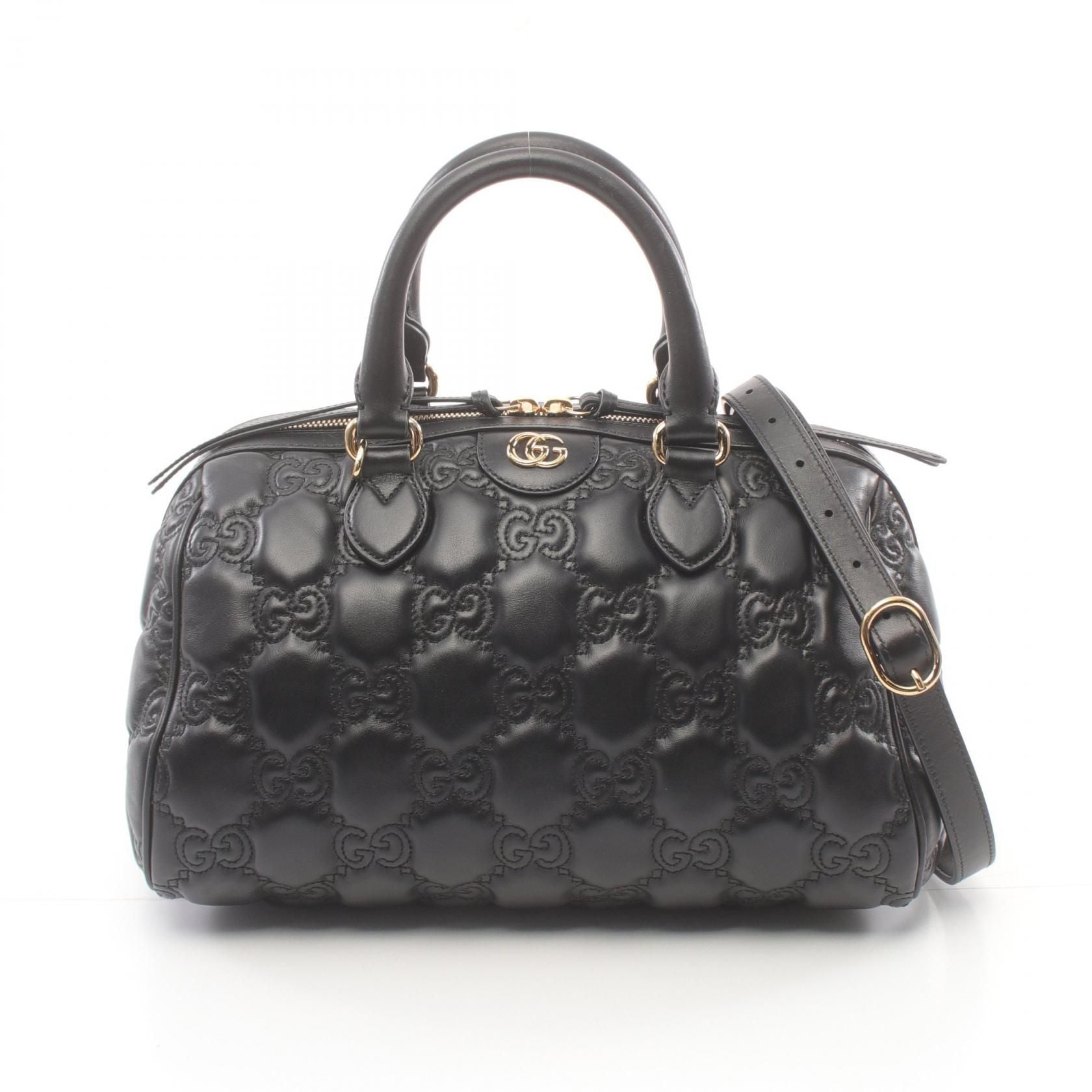 Gucci Gg Matelasse Handbag Black Leather 702242